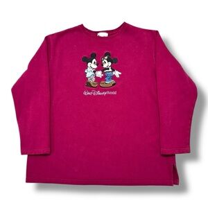 Y2K Walt Disney World Sweatshirt Embroidered Mickey Minnie Mouse Size L